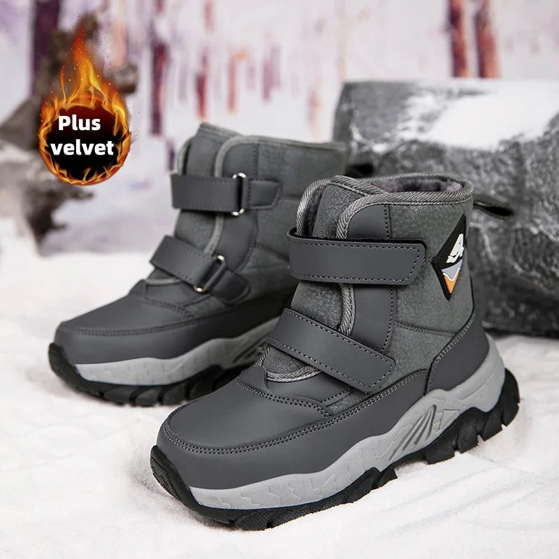 Winter children's leisure snow boots non-slip claw sports boots girls and boys plush boots outdoor warm thick-soled cotton boots
