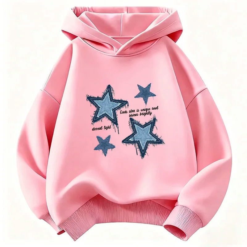 Streetwear Star Printed Hoodie Children's Sweatshirt Cute Hip Hop Hoody for Boys Girls Autumn Winter Casual Hoodies