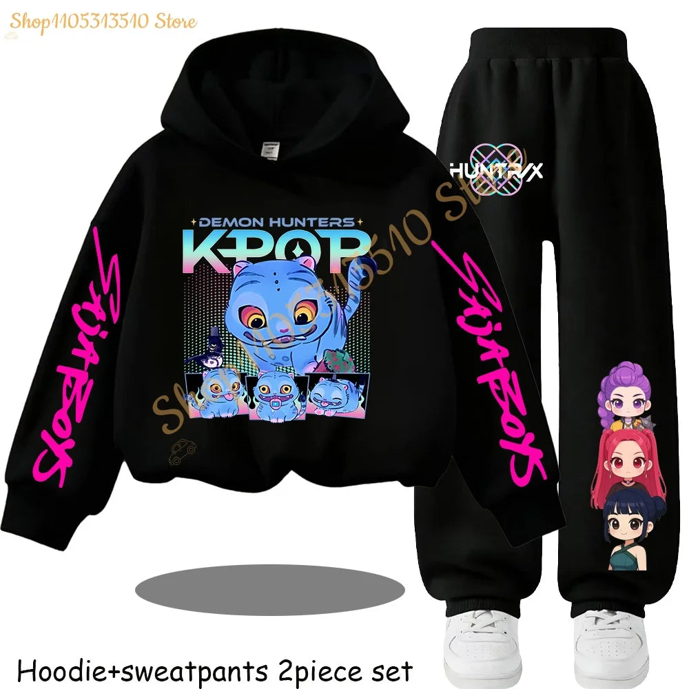 Huntrx Mira Rumi Zoey  Kawaii Pullover Sweatshirt Anime Trucksuit Cartoon Girls Boy Kids Clothes Unisex Sets Children Hoodies
