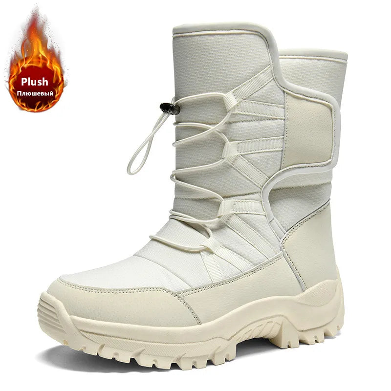 Brand Men's Winter Shoes Waterproof Men's Boots Warm Plush Couple Snow Boots Outdoor Non-slip Hiking Boots Men Work Ankle Boots
