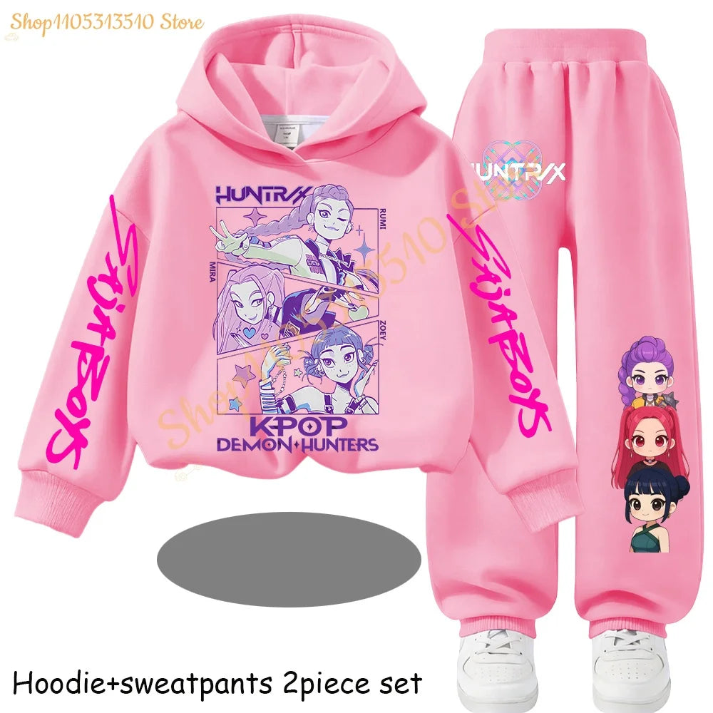 Huntrx Mira Rumi Zoey  Kawaii Pullover Sweatshirt Anime Trucksuit Cartoon Girls Boy Kids Clothes Unisex Sets Children Hoodies