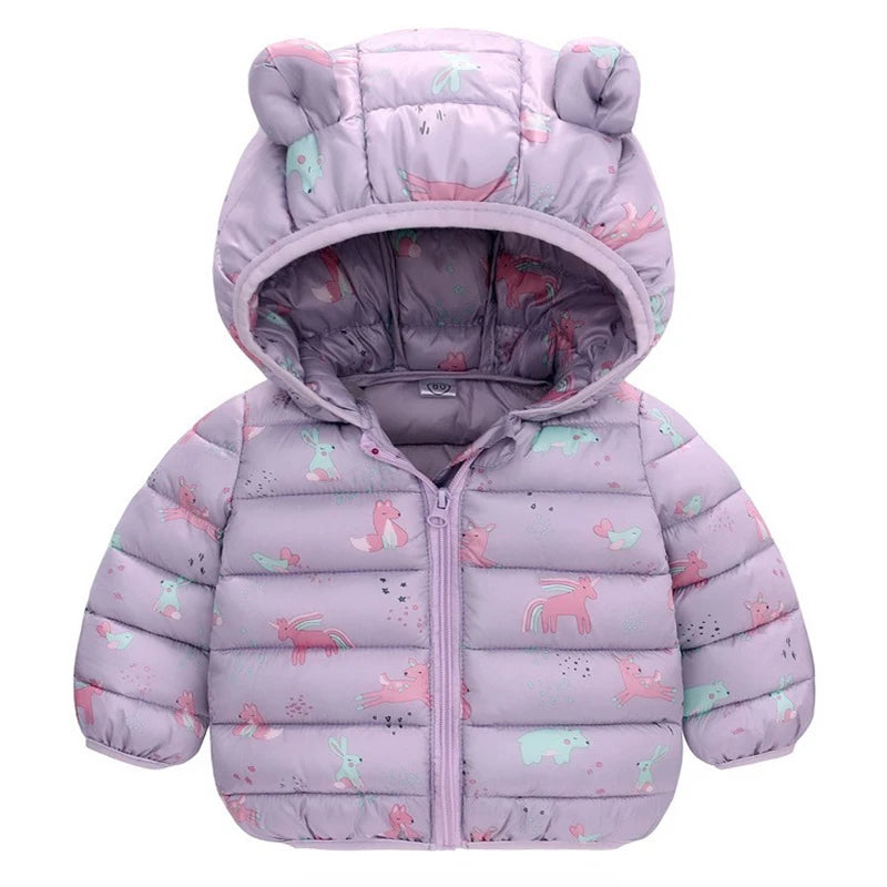 Dinosaur Coats Kids Girls Boys Hooded Lightweight Jacket Autumn Winter Warm Baby Cartoon Christmas Outerwear For 0-5 Years