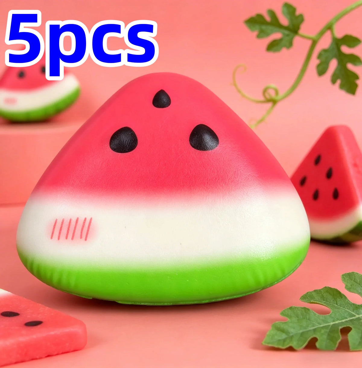 1/3/5pcs Squishy Watermelon Fidget Toy Anti-Stress Slow Rising Fruit Pinch Squeeze Stress Reliever Funny Pressure Reducer Prop