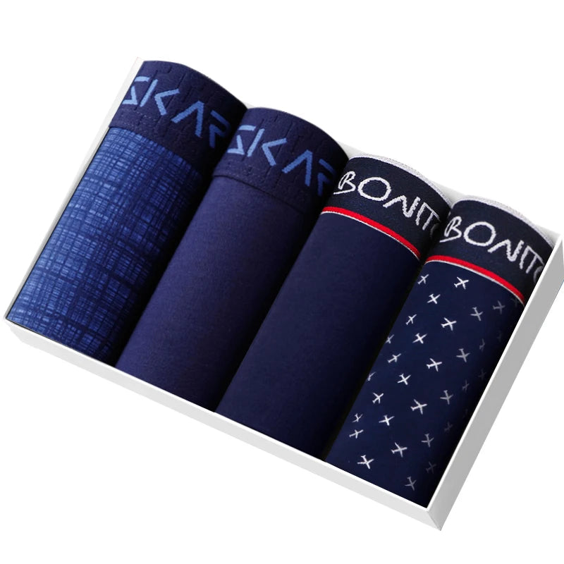 4pcs Cotton Boxer Shorts Soft Men's