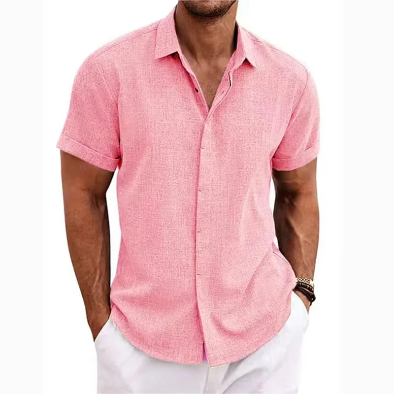 Men's Cotton Linen Short Sleeved Shirt