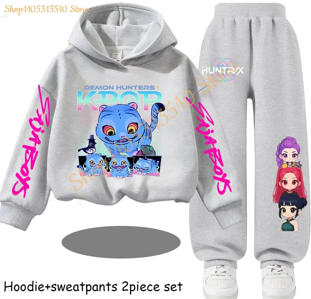 Huntrx Mira Rumi Zoey  Kawaii Pullover Sweatshirt Anime Trucksuit Cartoon Girls Boy Kids Clothes Unisex Sets Children Hoodies