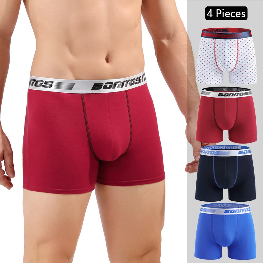 4pcs Cotton Boxer Shorts Soft Men's