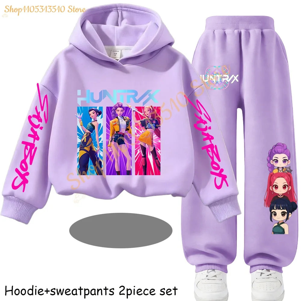 Huntrx Mira Rumi Zoey  Kawaii Pullover Sweatshirt Anime Trucksuit Cartoon Girls Boy Kids Clothes Unisex Sets Children Hoodies