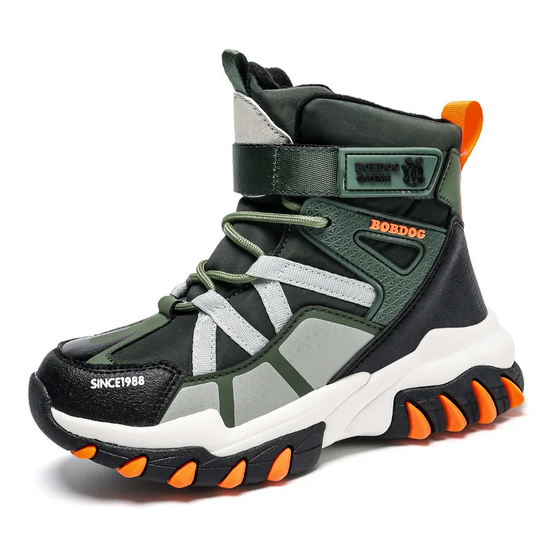 Winter Fashion High-top Sneakers for Children Warm Plush Snow Boots Child Waterproof Sneakers Boys Non-Slip Outdoor Boots 30-39