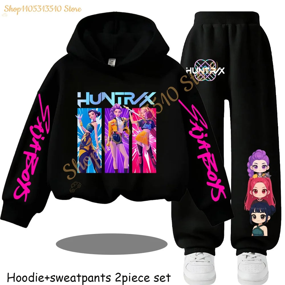 Huntrx Mira Rumi Zoey  Kawaii Pullover Sweatshirt Anime Trucksuit Cartoon Girls Boy Kids Clothes Unisex Sets Children Hoodies