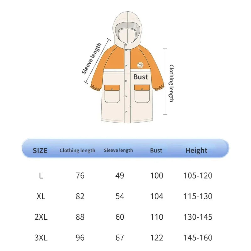 Kids Rain Coat Children's Raincoat College Style Kindergarten School Primary School Full Body Waterproof Children's Raincoat