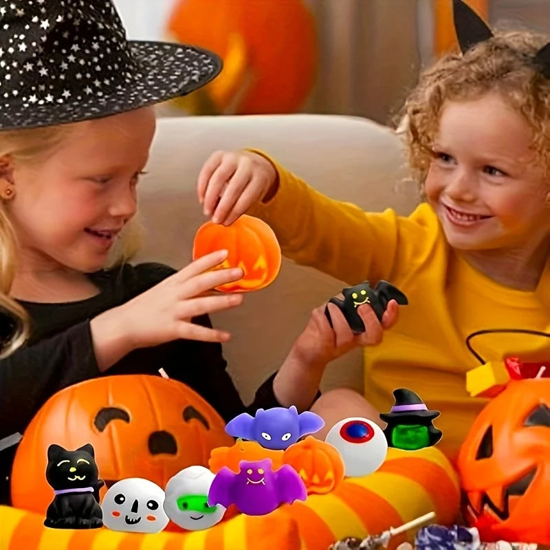 20pcs Halloween Party Favors Halloween Treat Bag Gifts Kawaii Squishies Mochi Squishy Toy Bulk Birthday Gifts Cute Cartoon Pinch