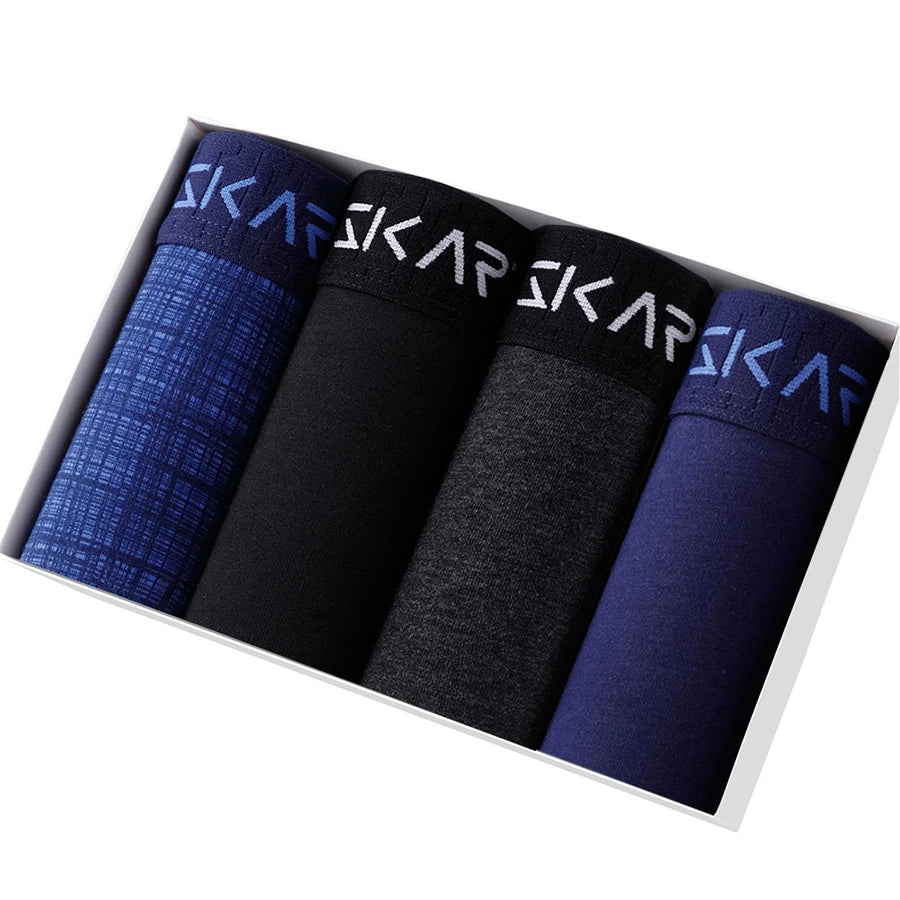 4pcs Cotton Boxer Shorts Soft Men's