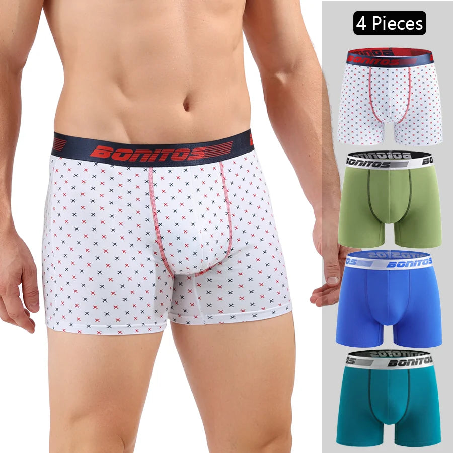 4pcs Cotton Boxer Shorts Soft Men's