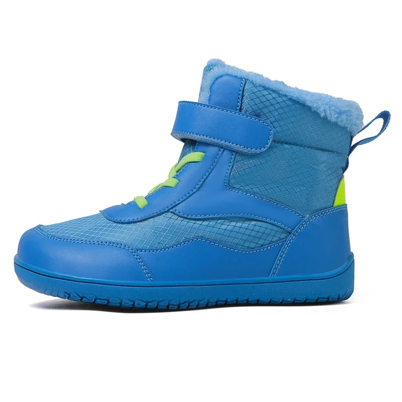 Boys Girls Winter Snow Boots Wide Toe Barefoot Insulated Waterproof Fur Lined Shoes for Kids Cold Weather Outdoor Sneakers