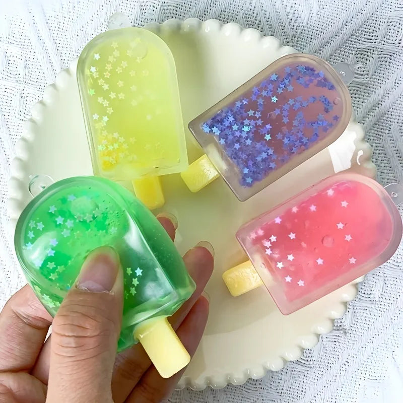 Taba Squishy Glitter Popsicle Fidget Squishes Ice Cream Fake Food Squishy Relieve Anxiety Stress Relief Vent Toys Pudding Gift