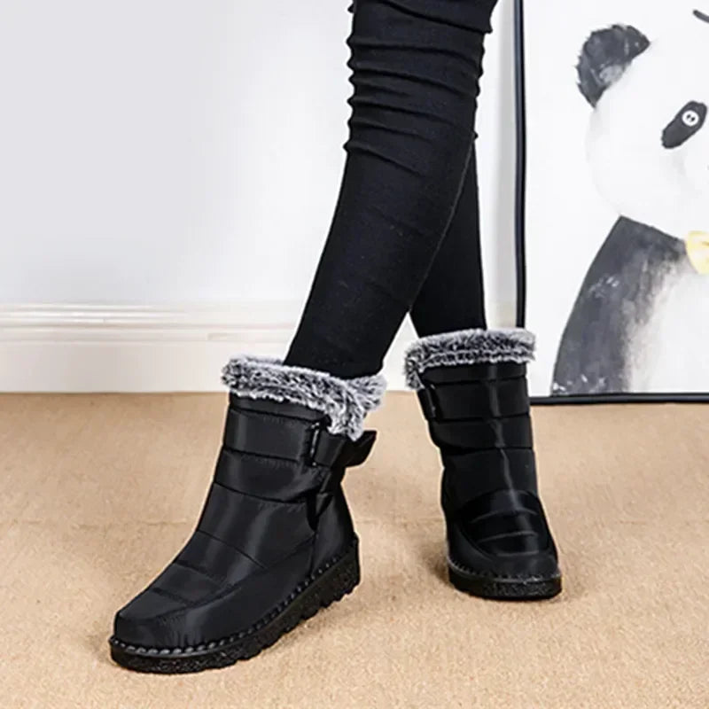 Waterproof Winter Boots for Women 2025 New Faux Fur Long Plush Snow Boots Woman Platform Shoes Warm Cotton Couples Ankle Boots