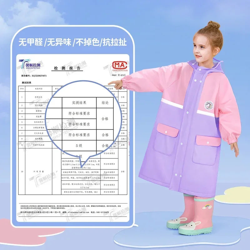 Kids Rain Coat Children's Raincoat College Style Kindergarten School Primary School Full Body Waterproof Children's Raincoat