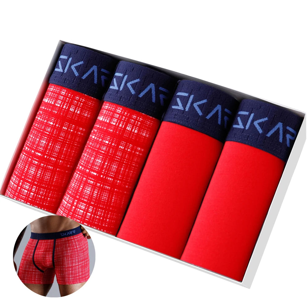 4pcs Cotton Boxer Shorts Soft Men's