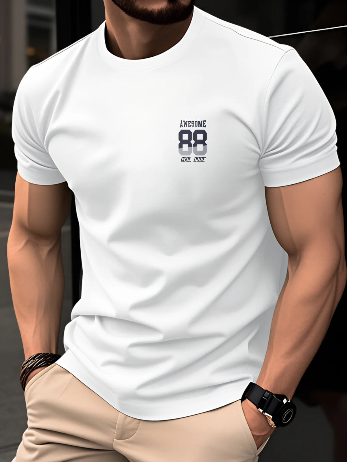Mens 100% Pure Cotton Fashionable Casual Loose Cotton Fit T-Shirt