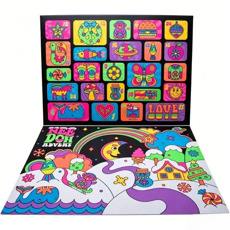 Surprise Squishy Blind Box, Needoh Advent Calendar, 24 Days Countdown Stress Relief Fidget Toys, New Year Advent Calendar Gift