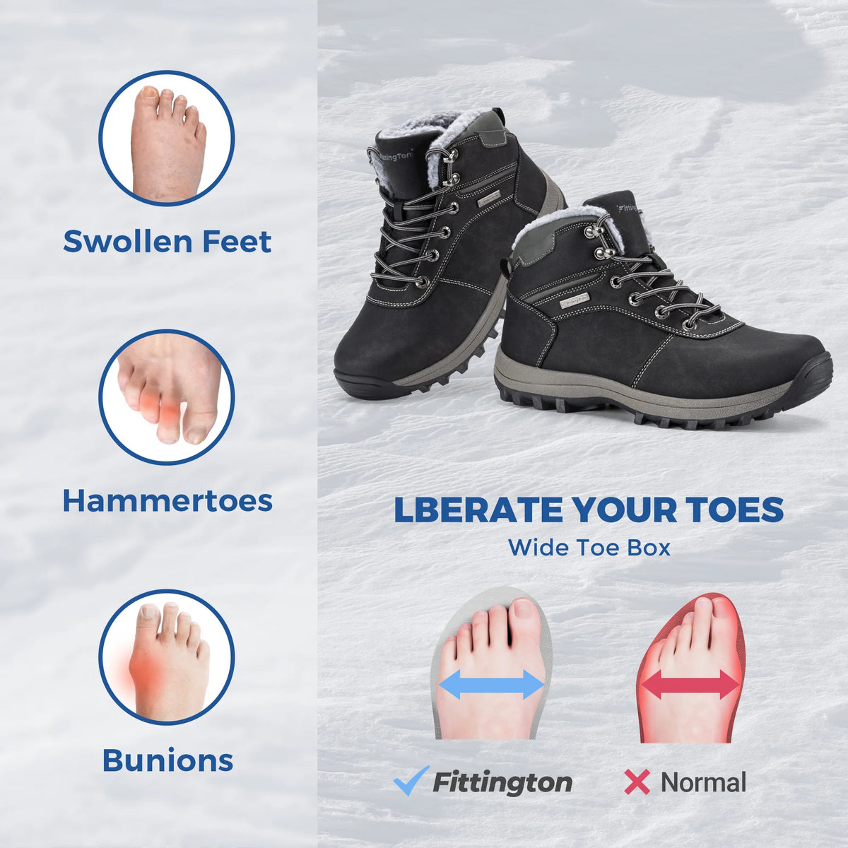 Winter Snow Boots For Men -25℃ Tick Warm Anti-Slip Lightweight Comfortable Warmth Fur Lining Ankle Boots Outdoor Winter Shoes