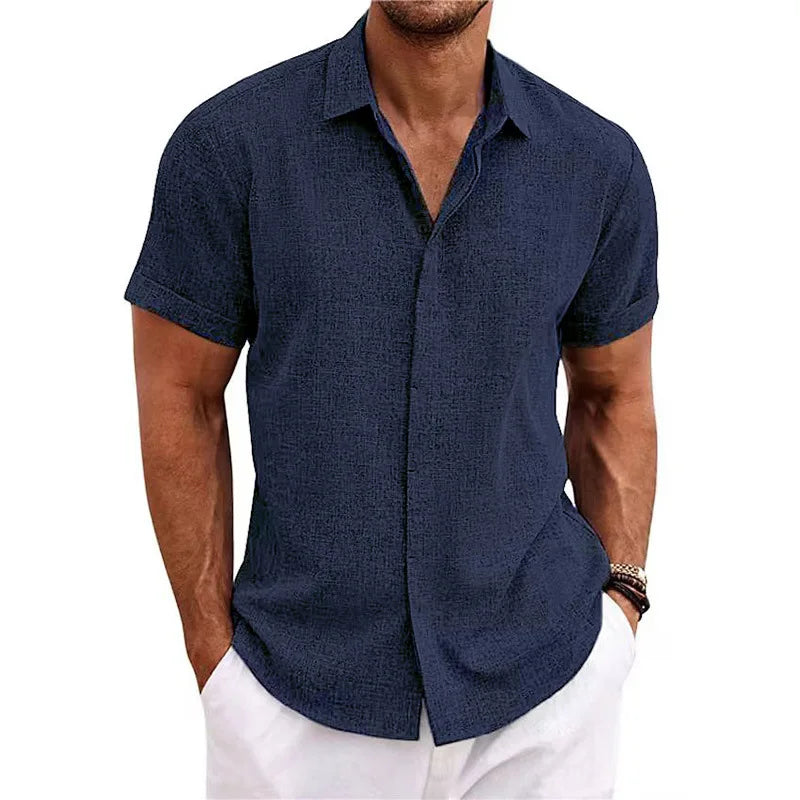 Men's Cotton Linen Short Sleeved Shirt