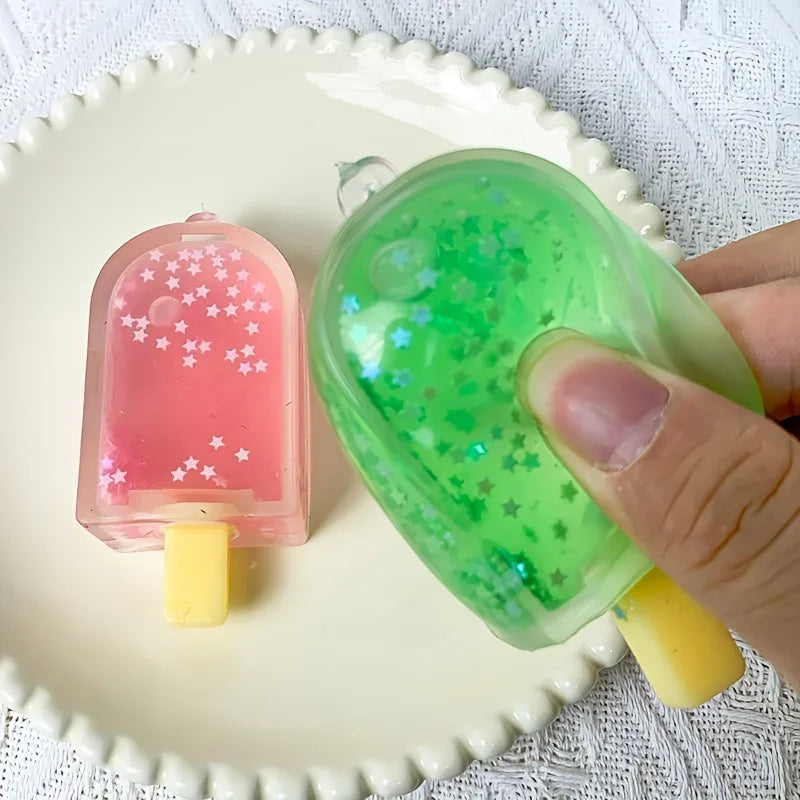 Taba Squishy Glitter Popsicle Fidget Squishes Ice Cream Fake Food Squishy Relieve Anxiety Stress Relief Vent Toys Pudding Gift