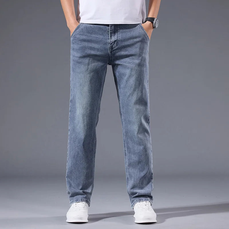 Men's Winter Fleece Thicken Lightweight  Straight Leg Jeans