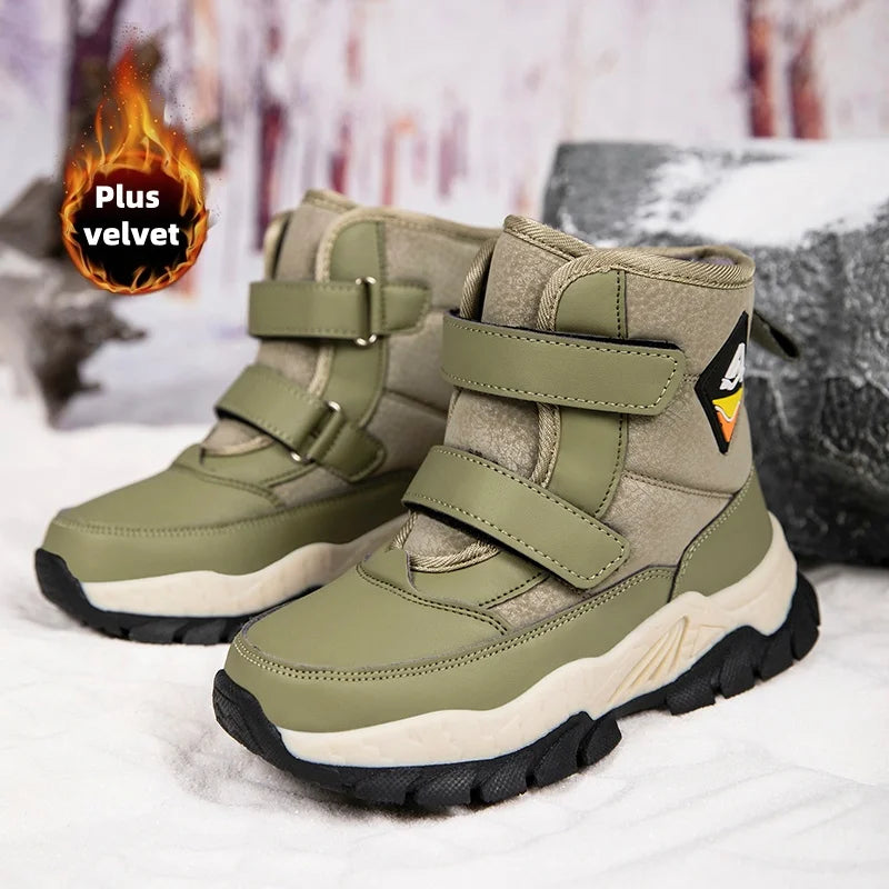 Winter children's leisure snow boots non-slip claw sports boots girls and boys plush boots outdoor warm thick-soled cotton boots