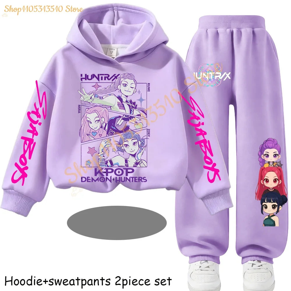 Huntrx Mira Rumi Zoey  Kawaii Pullover Sweatshirt Anime Trucksuit Cartoon Girls Boy Kids Clothes Unisex Sets Children Hoodies