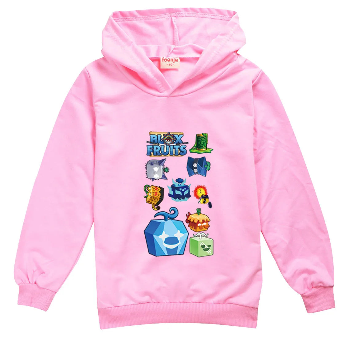 Blox Fruits Kids Hoodie Sweatshirt Toddler Boy Girl Spring Hooded Pullover Cartoon blox fruits Printed Long Sleeve Shirt Clothes