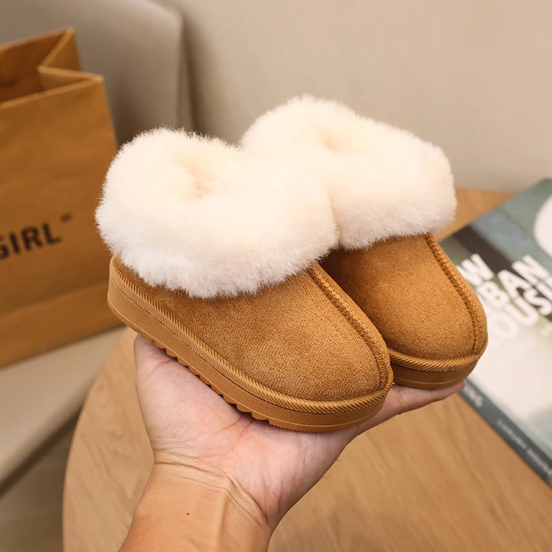 2026 New Fashion Children's Ankle Boots Soft Winter Causal Girls Cotton Shoes Solid Color Kids School Plush Boots Warm Shoes