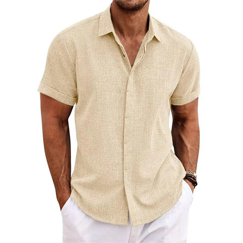 Men's Cotton Linen Short Sleeved Shirt
