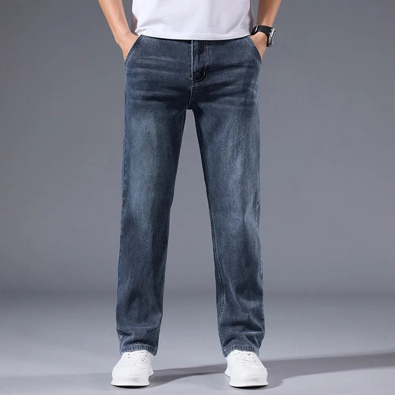 Men's Winter Fleece Thicken Lightweight  Straight Leg Jeans