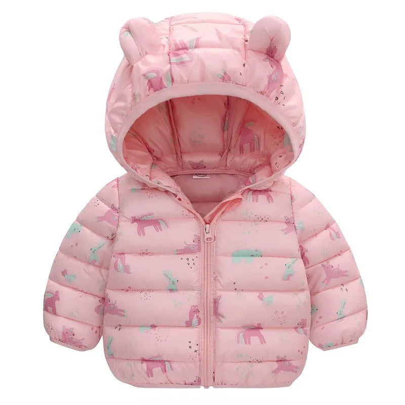 Dinosaur Coats Kids Girls Boys Hooded Lightweight Jacket Autumn Winter Warm Baby Cartoon Christmas Outerwear For 0-5 Years