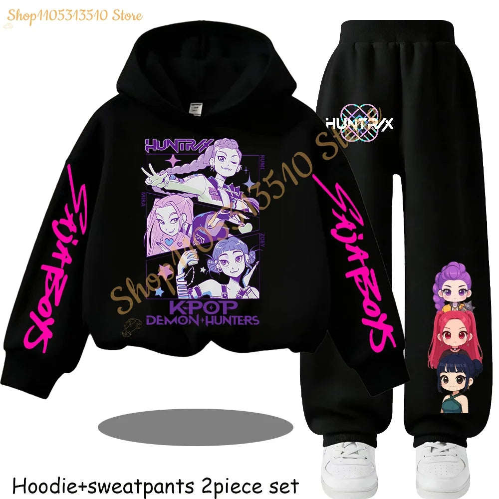 Huntrx Mira Rumi Zoey  Kawaii Pullover Sweatshirt Anime Trucksuit Cartoon Girls Boy Kids Clothes Unisex Sets Children Hoodies
