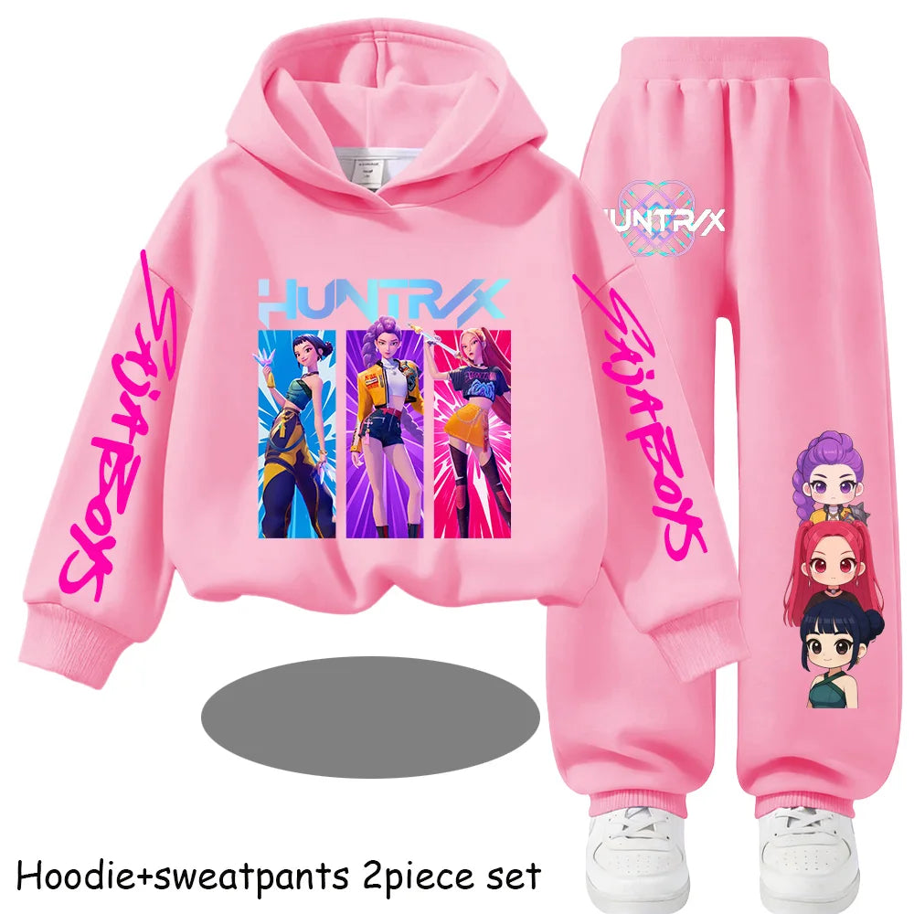Huntrx Mira Rumi Zoey  Kawaii Pullover Sweatshirt Anime Trucksuit Cartoon Girls Boy Kids Clothes Unisex Sets Children Hoodies