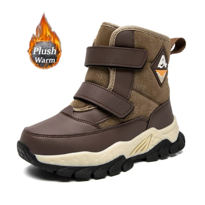 Winter children's leisure snow boots non-slip claw sports boots girls and boys plush boots outdoor warm thick-soled cotton boots