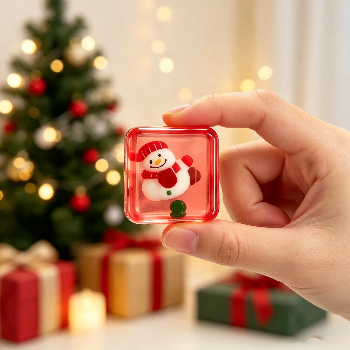 Christmas NEEDOH Mini 4-pack Set Nice Cube Stress Relief Squishy Cube Anti-Anxiety Squeeze Object Fidget Toy Holiday Gifts Set