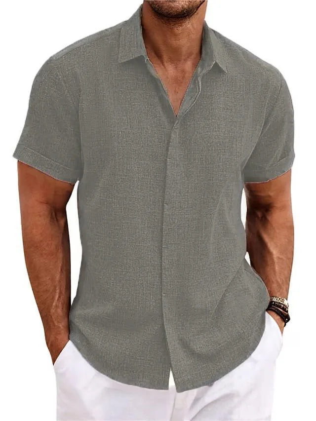 Men's Cotton Linen Short Sleeved Shirt
