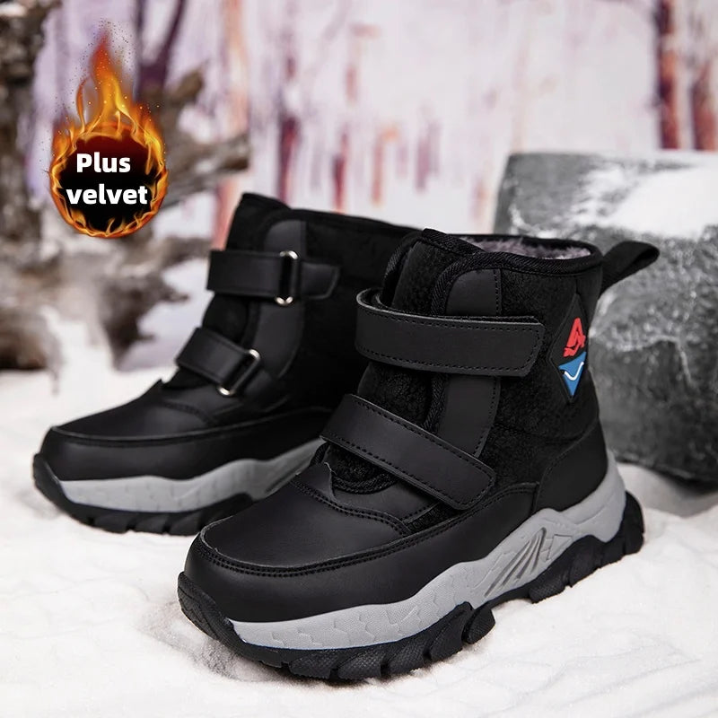 Winter children's leisure snow boots non-slip claw sports boots girls and boys plush boots outdoor warm thick-soled cotton boots