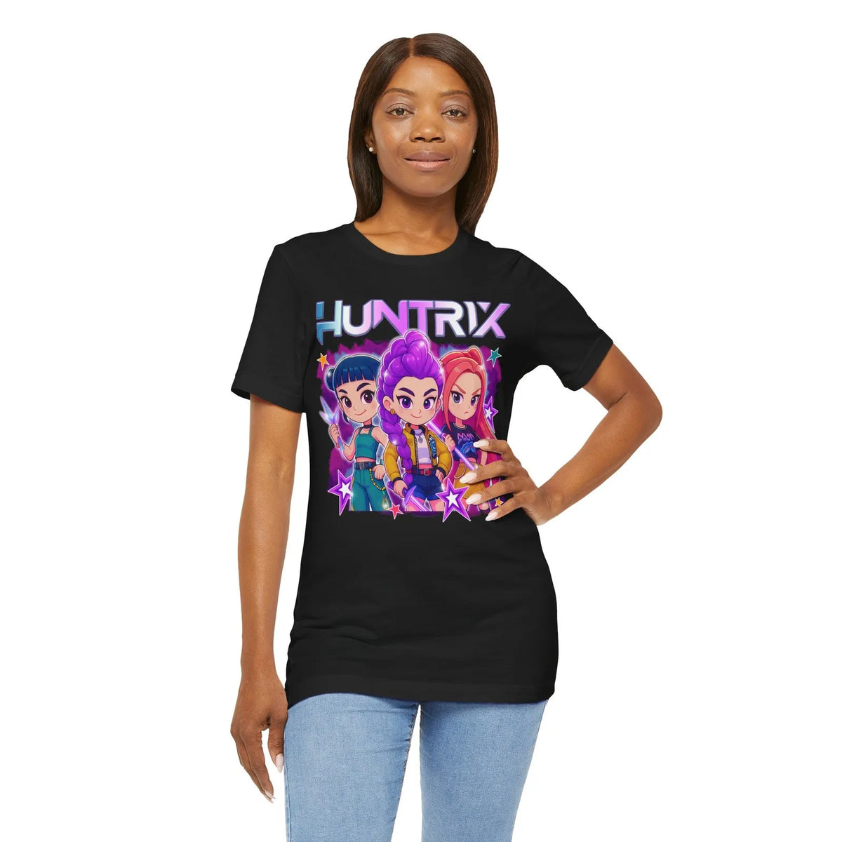 HUNTRIX Chibi Style Graphic Tee, Fun Casual Shirt, Gift for Fans, Soft T-Shirt,