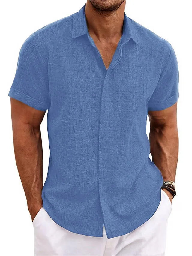 Men's Cotton Linen Short Sleeved Shirt