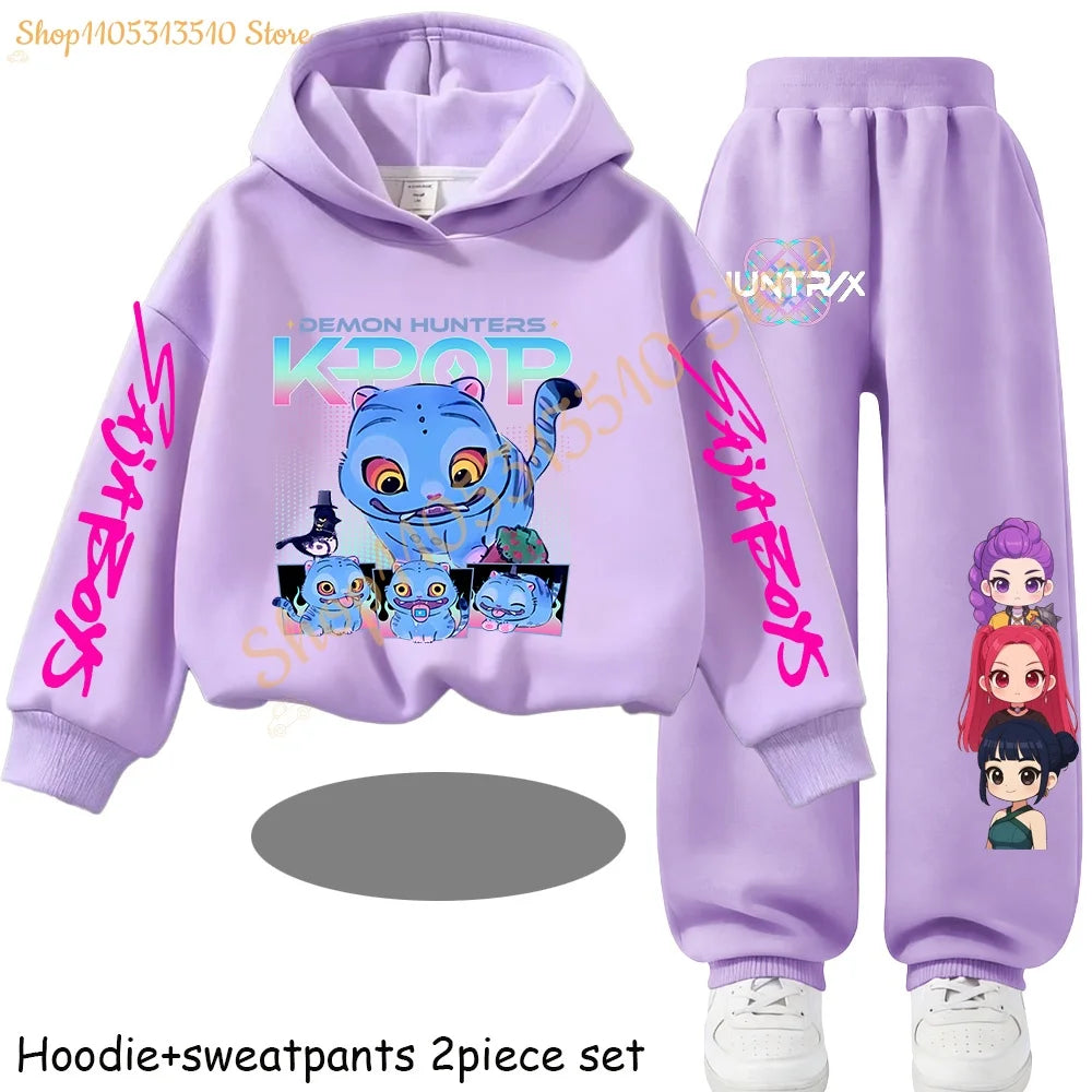 Huntrx Mira Rumi Zoey  Kawaii Pullover Sweatshirt Anime Trucksuit Cartoon Girls Boy Kids Clothes Unisex Sets Children Hoodies