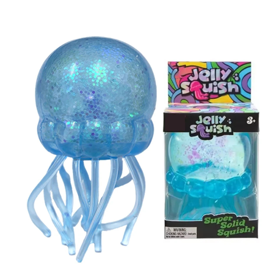 Glitter Octopus Squishy Glitter Jellyfish Squishy with Box Dumplings Sensory Squeeze Toy for Stress Relief wholesale