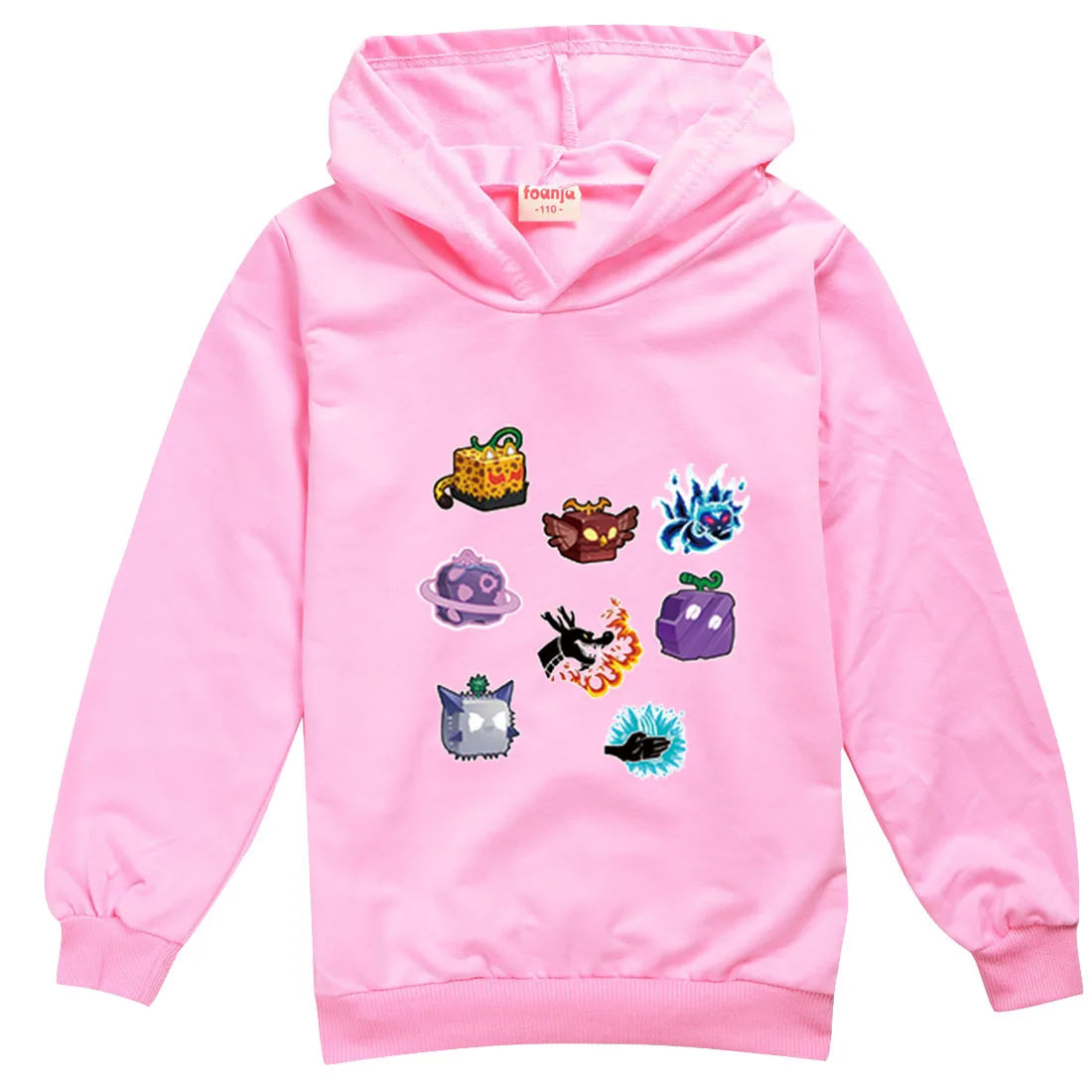 Blox Fruits Kids Hoodie Sweatshirt Toddler Boy Girl Spring Hooded Pullover Cartoon blox fruits Printed Long Sleeve Shirt Clothes