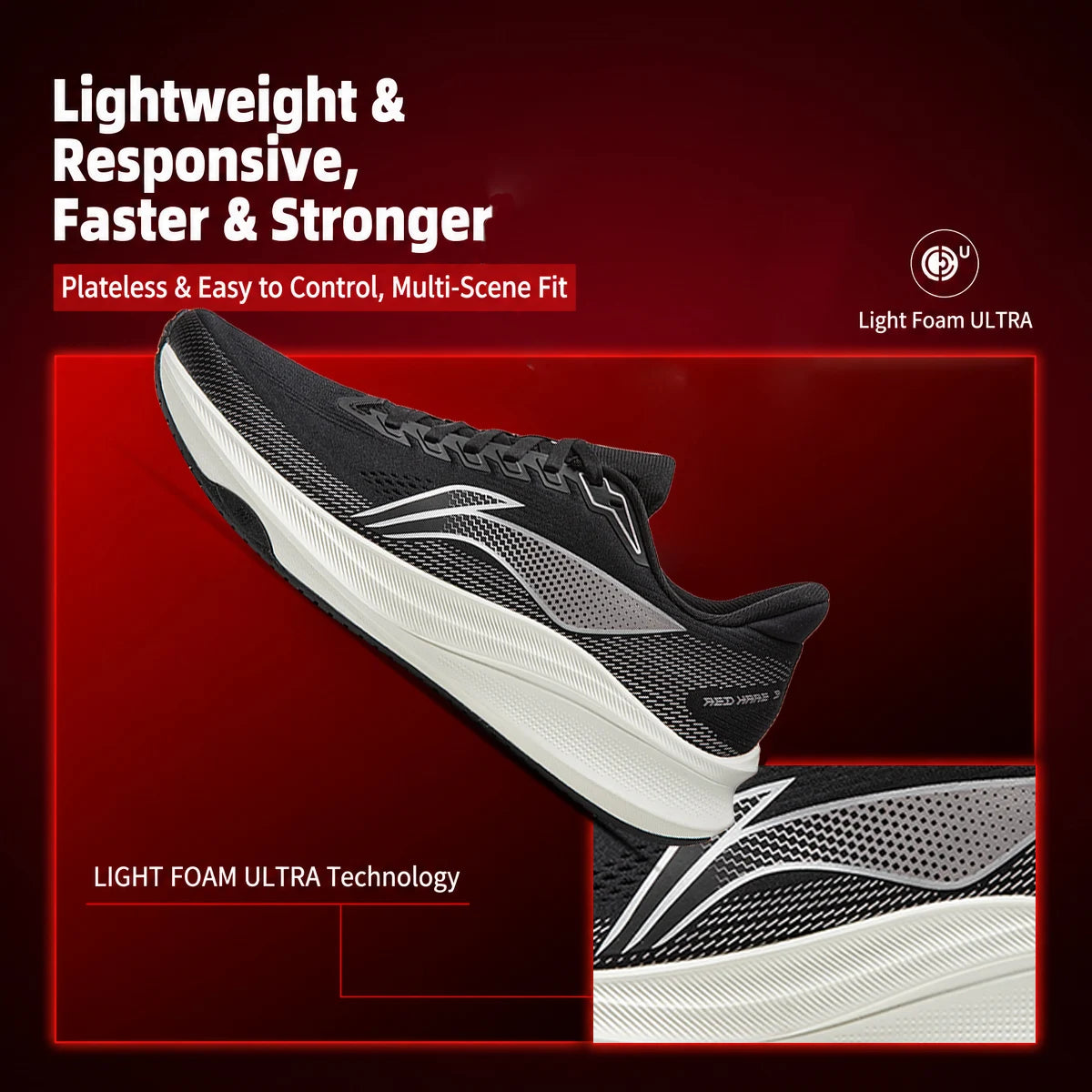Men's RED HARE 9 Running Shoes LIGHT FOAM ULTRA Breathable Anti-slip Lining