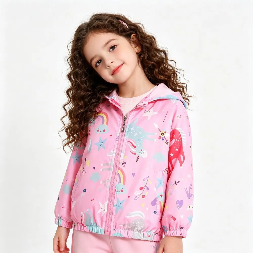 Kids Jackets for Girls Clothes 2 to 3 4 5 6 7 8 9 Years Cute Waterproof Children Coats Toddler Girl Outerwear Korea Unicorn Tops
