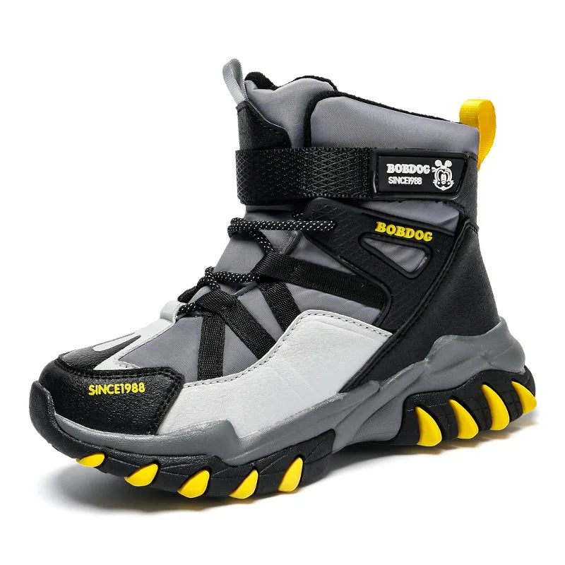 Winter Fashion High-top Sneakers for Children Warm Plush Snow Boots Child Waterproof Sneakers Boys Non-Slip Outdoor Boots 30-39